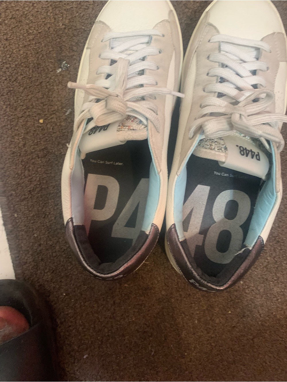 P448 Men's White Sneakers with Pale Pink Accents